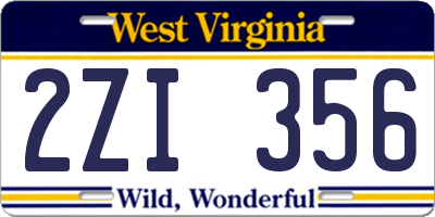 WV license plate 2ZI356