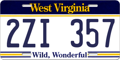 WV license plate 2ZI357