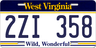 WV license plate 2ZI358