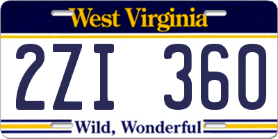 WV license plate 2ZI360