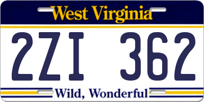 WV license plate 2ZI362