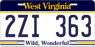 WV license plate 2ZI363