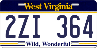 WV license plate 2ZI364