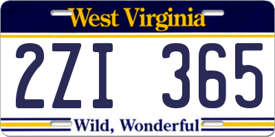 WV license plate 2ZI365