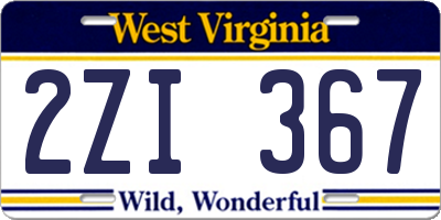 WV license plate 2ZI367