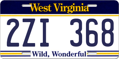 WV license plate 2ZI368