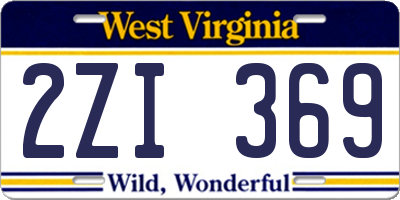WV license plate 2ZI369