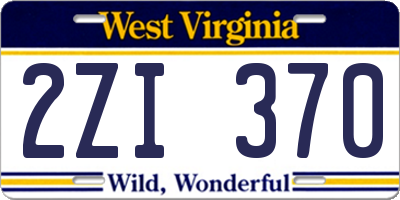 WV license plate 2ZI370