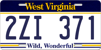 WV license plate 2ZI371