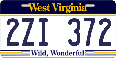 WV license plate 2ZI372