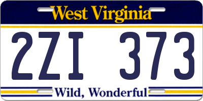 WV license plate 2ZI373