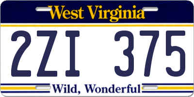 WV license plate 2ZI375