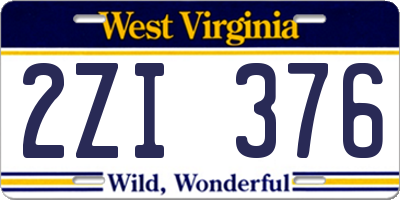 WV license plate 2ZI376