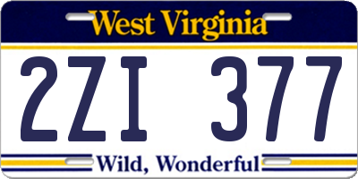 WV license plate 2ZI377