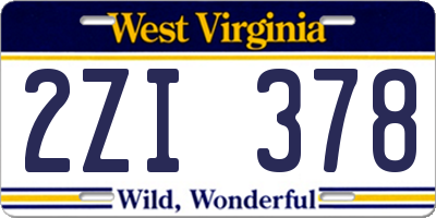 WV license plate 2ZI378
