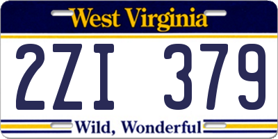 WV license plate 2ZI379