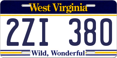 WV license plate 2ZI380