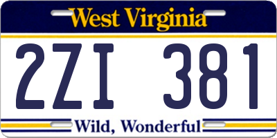 WV license plate 2ZI381