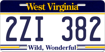 WV license plate 2ZI382