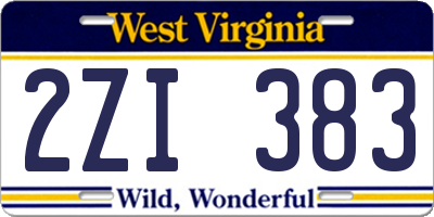 WV license plate 2ZI383
