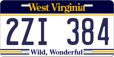 WV license plate 2ZI384