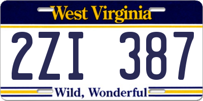 WV license plate 2ZI387
