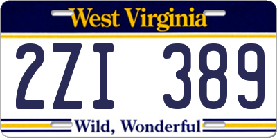 WV license plate 2ZI389