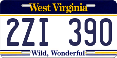 WV license plate 2ZI390