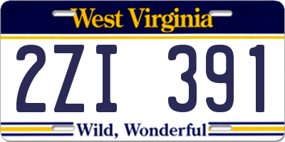 WV license plate 2ZI391