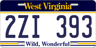 WV license plate 2ZI393