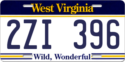WV license plate 2ZI396