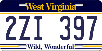 WV license plate 2ZI397