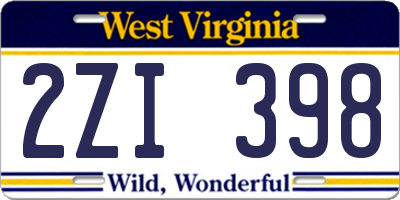 WV license plate 2ZI398