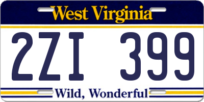 WV license plate 2ZI399
