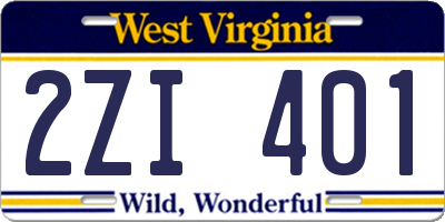WV license plate 2ZI401
