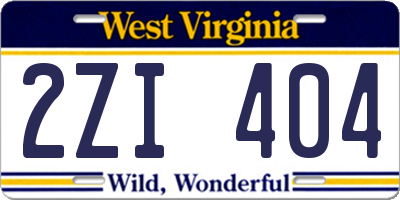 WV license plate 2ZI404