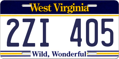 WV license plate 2ZI405