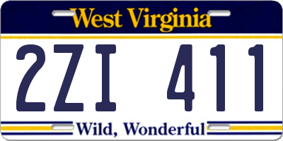 WV license plate 2ZI411