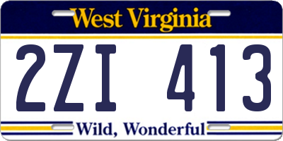 WV license plate 2ZI413