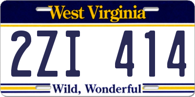 WV license plate 2ZI414