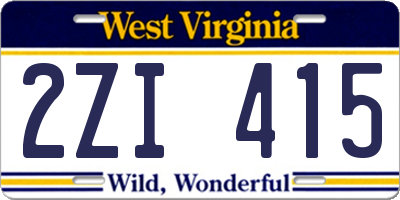 WV license plate 2ZI415