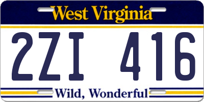 WV license plate 2ZI416