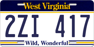 WV license plate 2ZI417