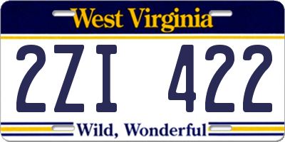 WV license plate 2ZI422