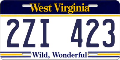 WV license plate 2ZI423