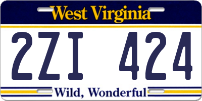 WV license plate 2ZI424