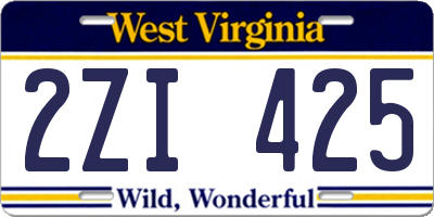 WV license plate 2ZI425