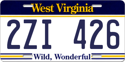WV license plate 2ZI426