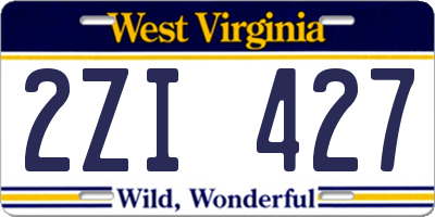 WV license plate 2ZI427