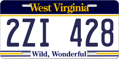 WV license plate 2ZI428